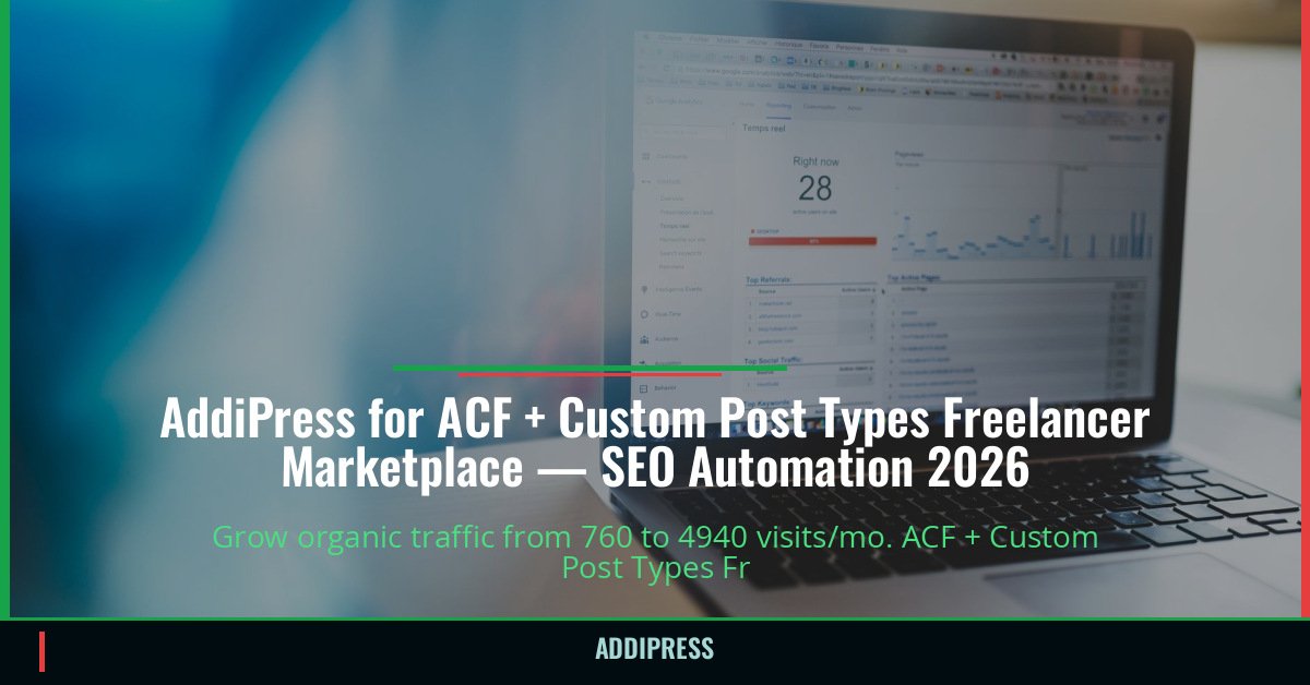 AddiPress for ACF + Custom Post Types Freelancer Marketplace — 760→4940 organic visits/mo — addipress.com