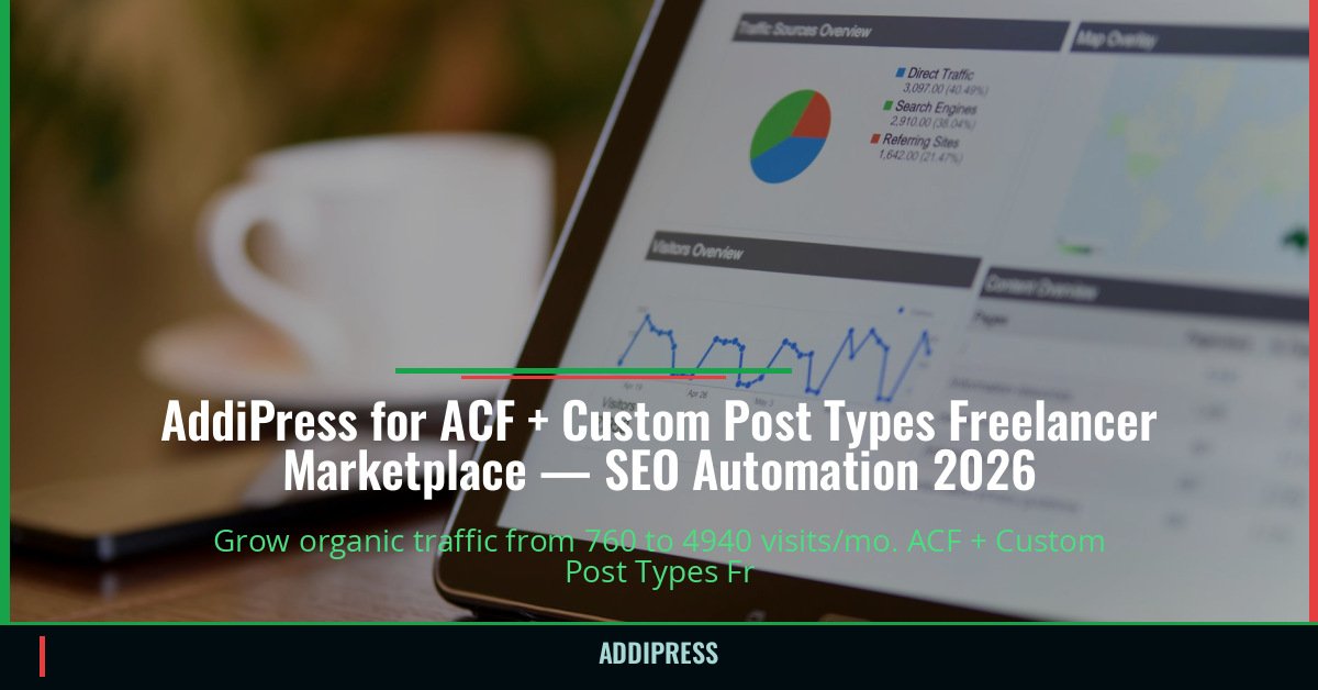 AddiPress for ACF + Custom Post Types Freelancer Marketplace — 760→4940 organic visits/mo — addipress.com