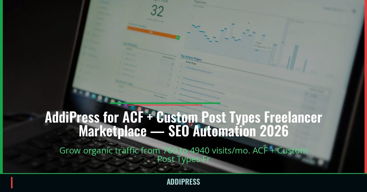 AddiPress for ACF + Custom Post Types Freelancer Marketplace — 760→4940 organic visits/mo — addipress.com