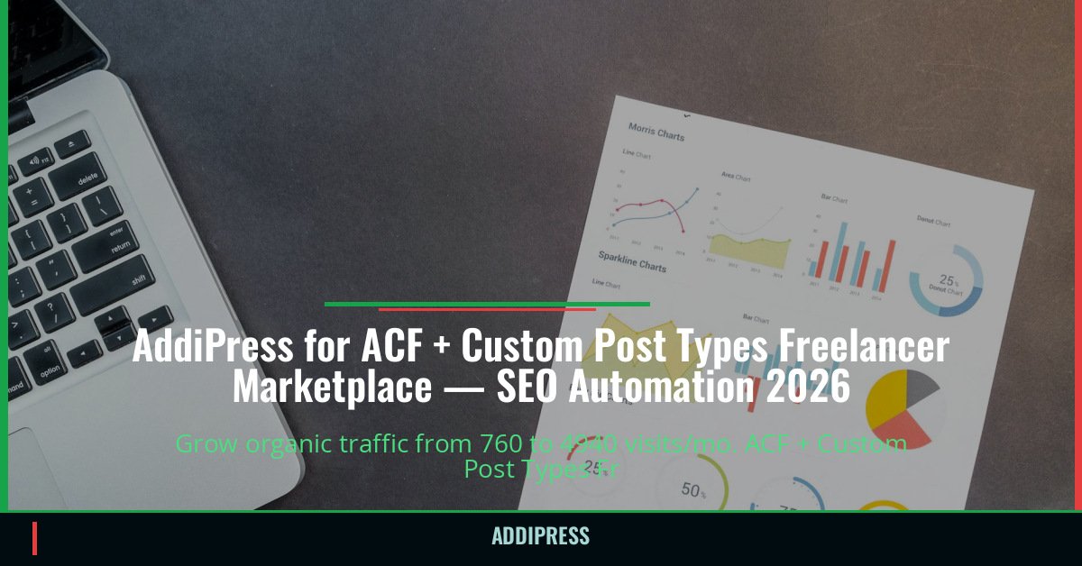 AddiPress for ACF + Custom Post Types Freelancer Marketplace — 760→4940 organic visits/mo — addipress.com