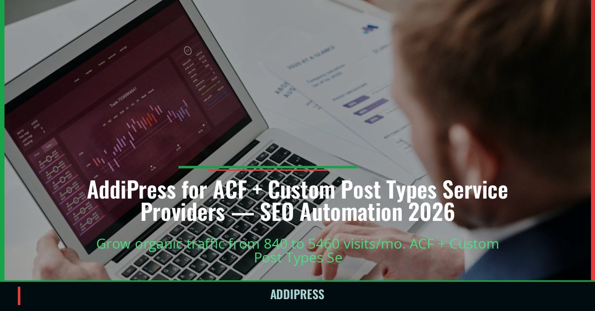 AddiPress for ACF + Custom Post Types Service Providers — 840→5460 organic visits/mo — addipress.com