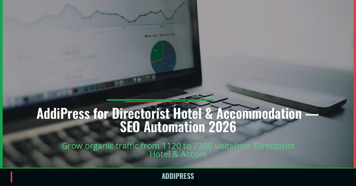 AddiPress for Directorist Hotel & Accommodation — 1120→7280 organic visits/mo — addipress.com