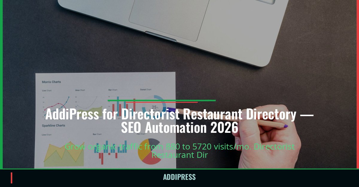 AddiPress for Directorist Restaurant Directory — 880→5720 organic visits/mo — addipress.com