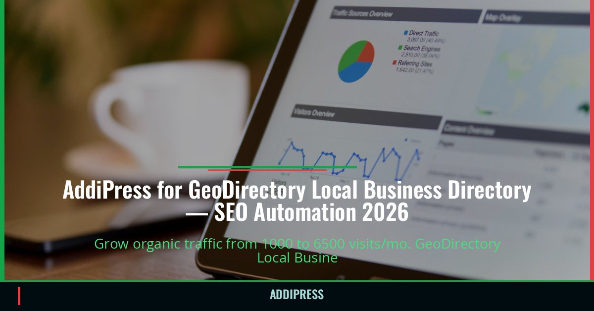 AddiPress for GeoDirectory Local Business Directory — 1000→6500 organic visits/mo — addipress.com