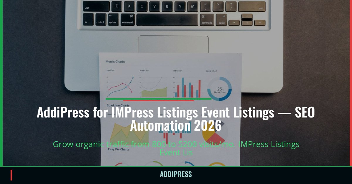 AddiPress for IMPress Listings Event Listings — 800→5200 organic visits/mo — addipress.com