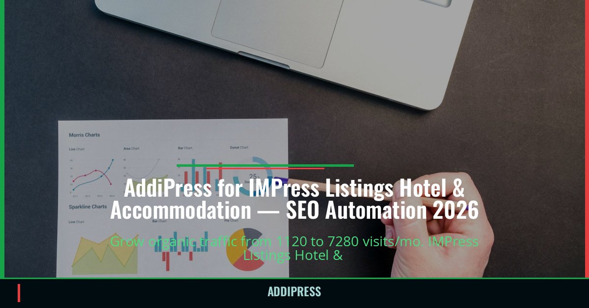 AddiPress for IMPress Listings Hotel & Accommodation — 1120→7280 organic visits/mo — addipress.com