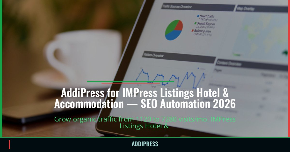 AddiPress for IMPress Listings Hotel & Accommodation — 1120→7280 organic visits/mo — addipress.com