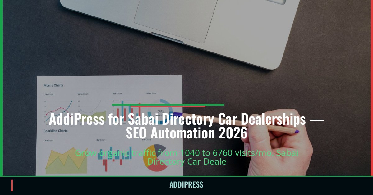 AddiPress for Sabai Directory Car Dealerships — 1040→6760 organic visits/mo — addipress.com