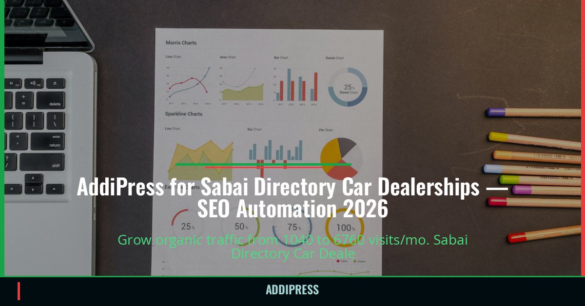 AddiPress for Sabai Directory Car Dealerships — 1040→6760 organic visits/mo — addipress.com