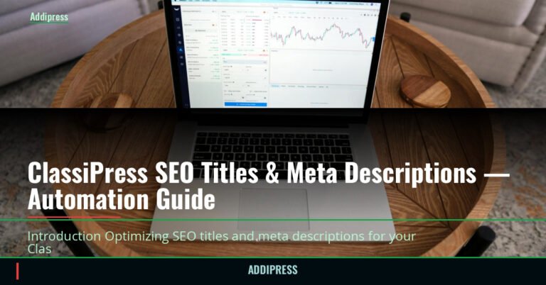 ClassiPress SEO Titles & Meta Descriptions — Automation Guide — addipress.com