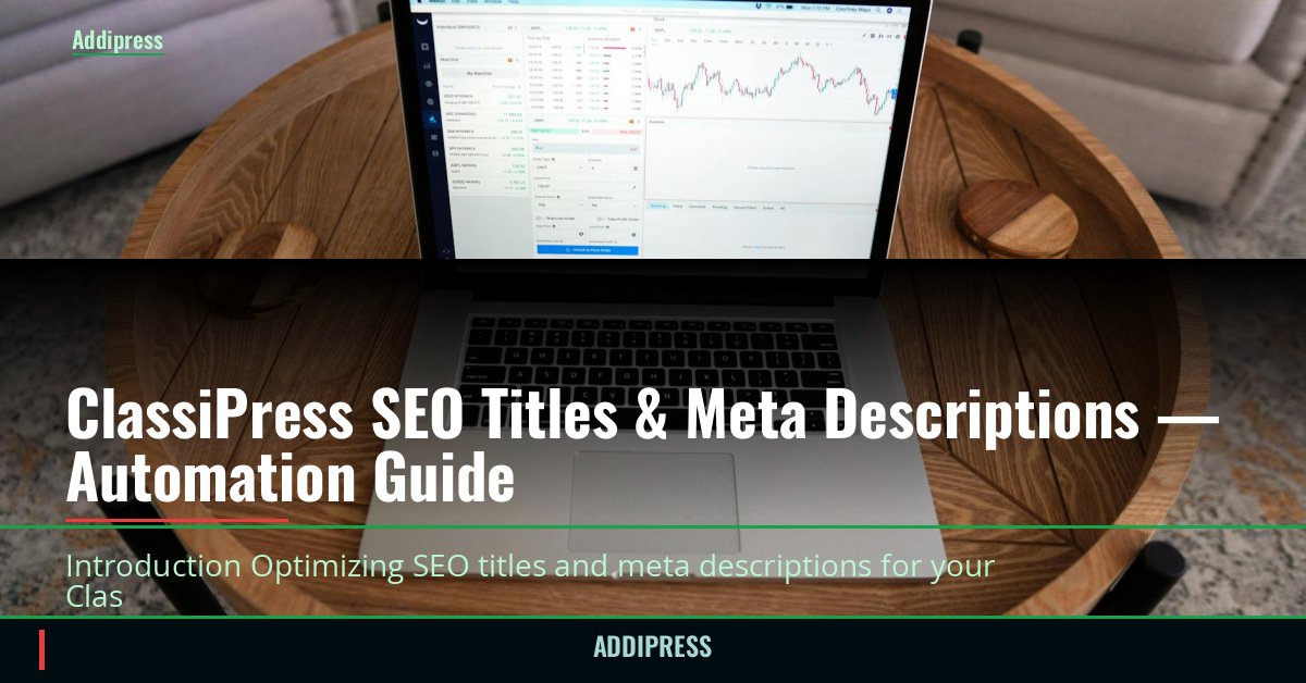 ClassiPress SEO Titles & Meta Descriptions — Automation Guide — addipress.com