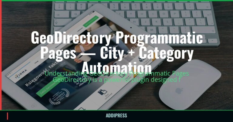 GeoDirectory Programmatic Pages — City + Category Automation — addipress.com
