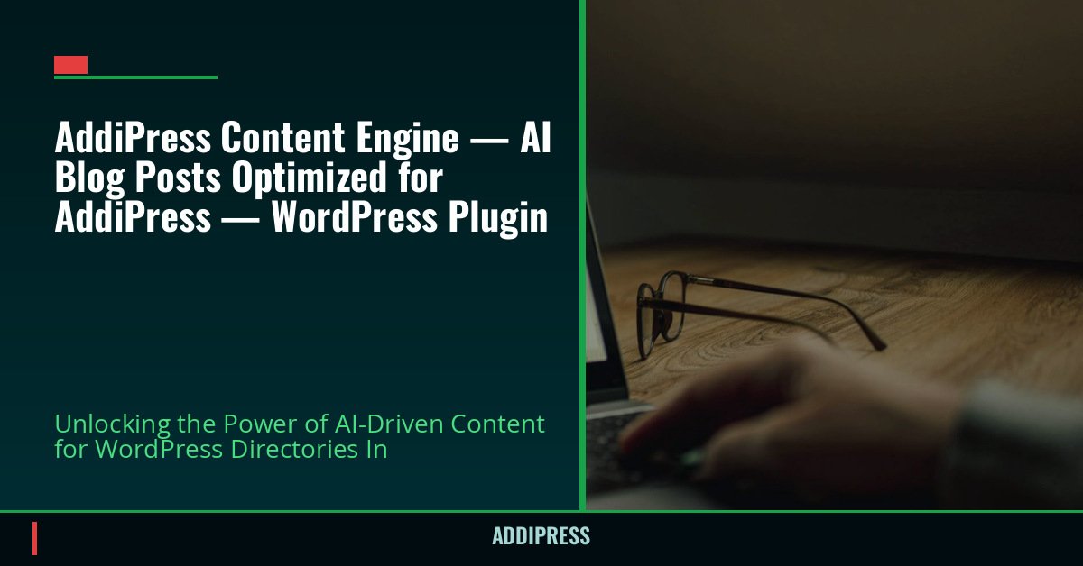 AddiPress Content Engine — AI Blog Posts Optimized for AddiPress — WordPress Plugin — addipress.com