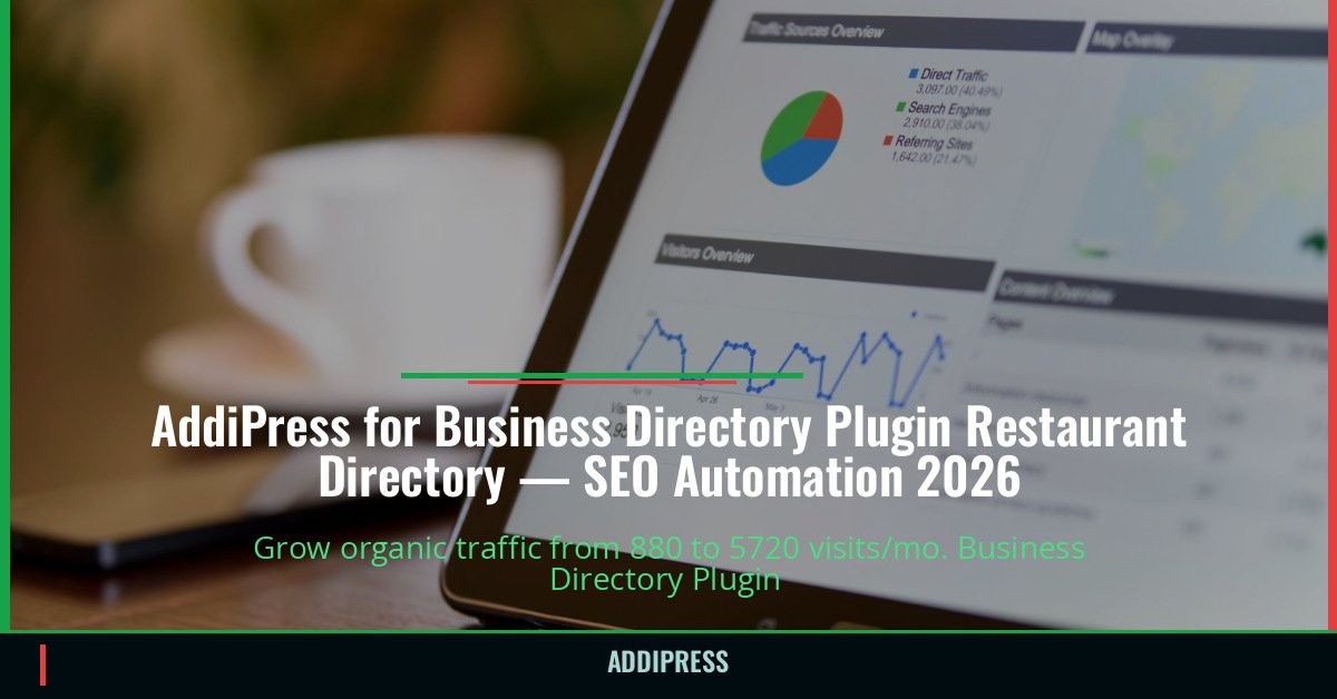 AddiPress for Business Directory Plugin Restaurant Directory — 880→5720 organic visits/mo — addipress.com