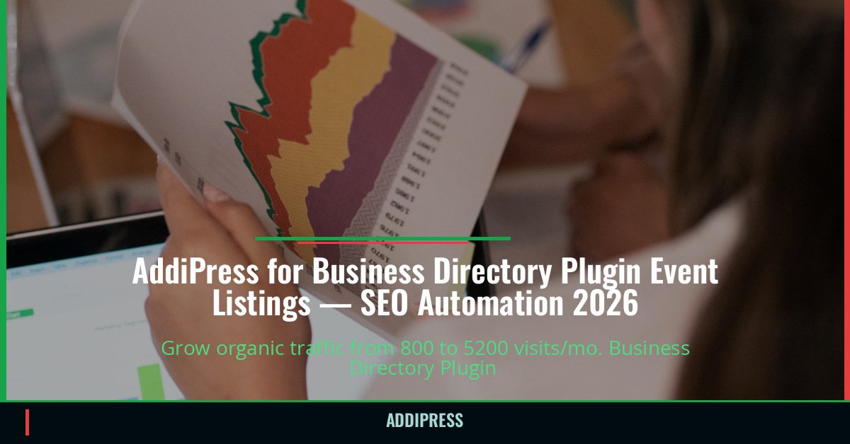 AddiPress for Business Directory Plugin Event Listings — 800→5200 organic visits/mo — addipress.com