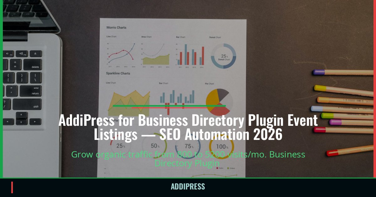 AddiPress for Business Directory Plugin Event Listings — 800→5200 organic visits/mo — addipress.com