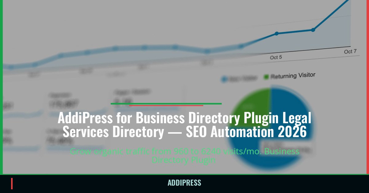 AddiPress for Business Directory Plugin Legal Services Directory — 960→6240 organic visits/mo — addipress.com