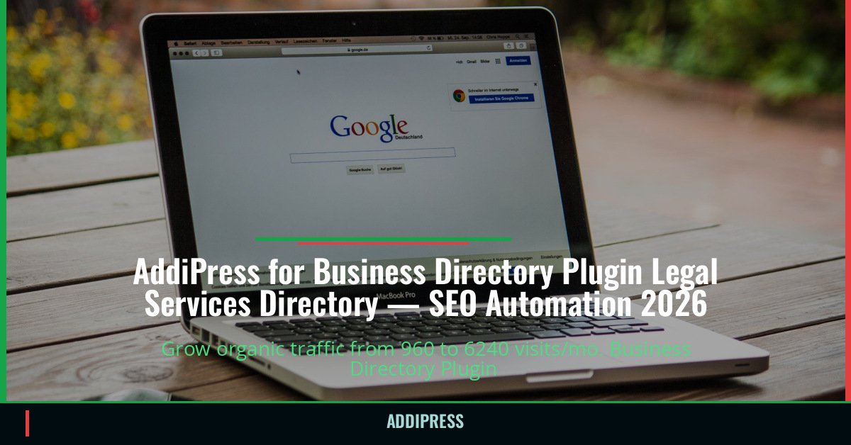 AddiPress for Business Directory Plugin Legal Services Directory — 960→6240 organic visits/mo — addipress.com