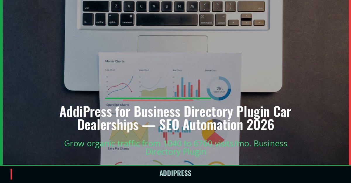 AddiPress for Business Directory Plugin Car Dealerships — 1040→6760 organic visits/mo — addipress.com