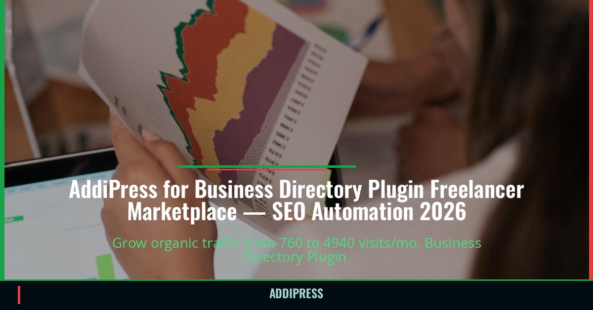 AddiPress for Business Directory Plugin Freelancer Marketplace — 760→4940 organic visits/mo — addipress.com