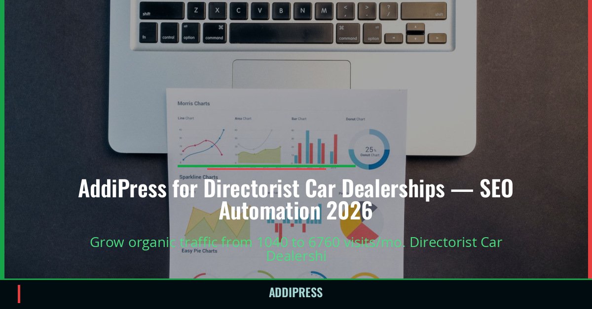 AddiPress for Directorist Car Dealerships — 1040→6760 organic visits/mo — addipress.com