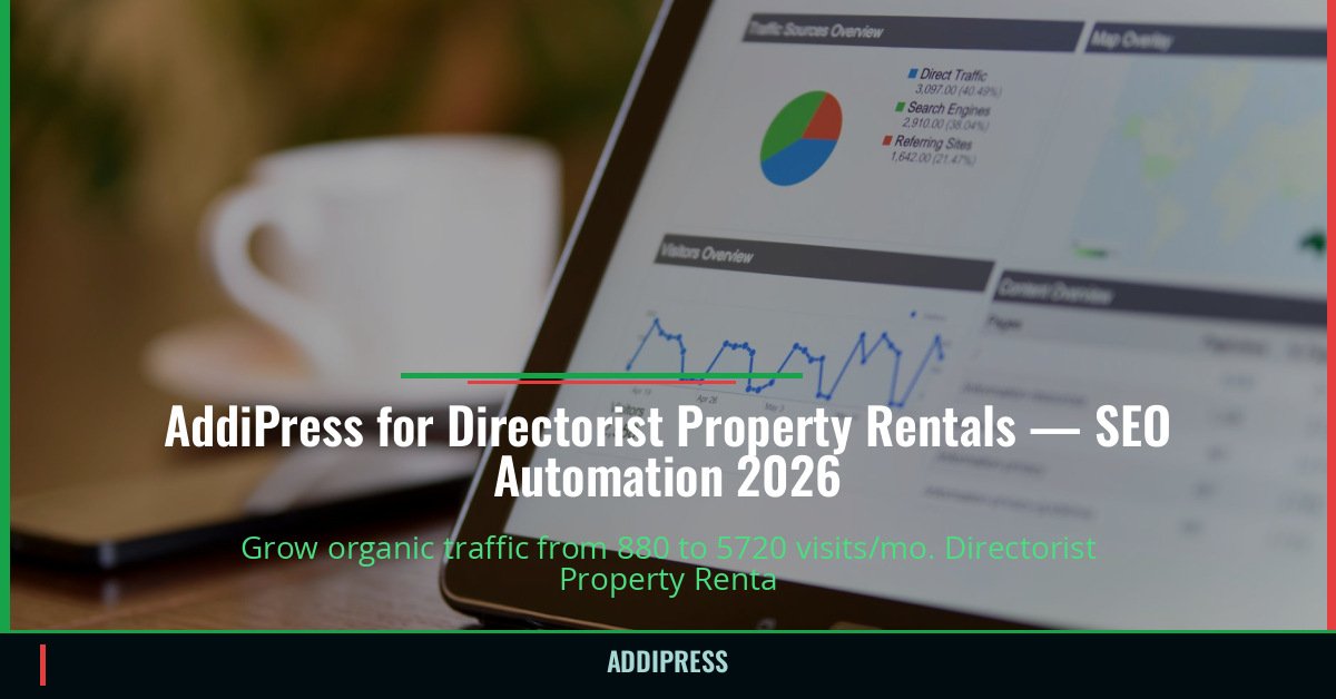 AddiPress for Directorist Property Rentals — 880→5720 organic visits/mo — addipress.com