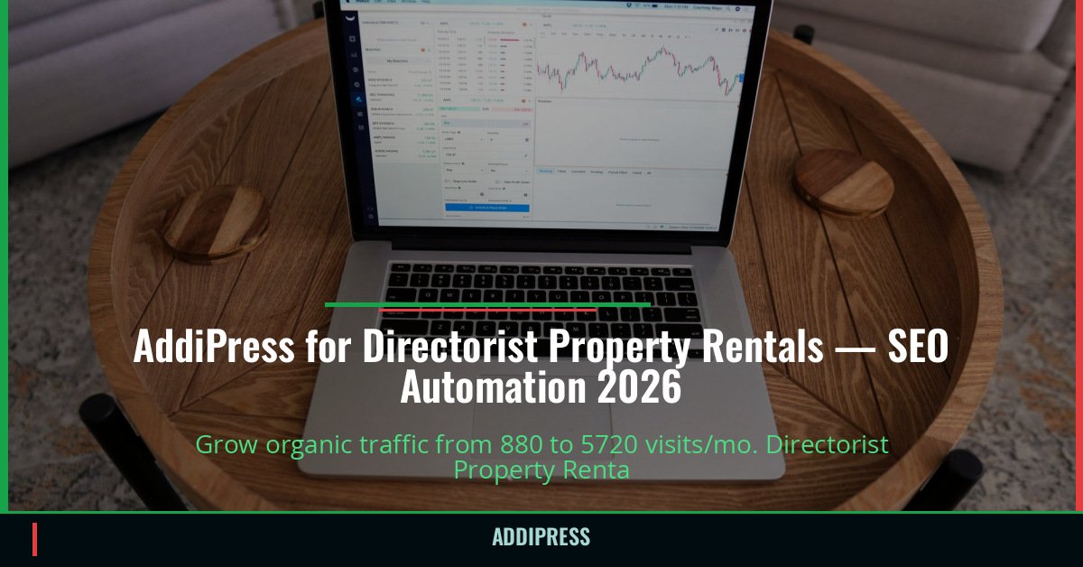 AddiPress for Directorist Property Rentals — 880→5720 organic visits/mo — addipress.com