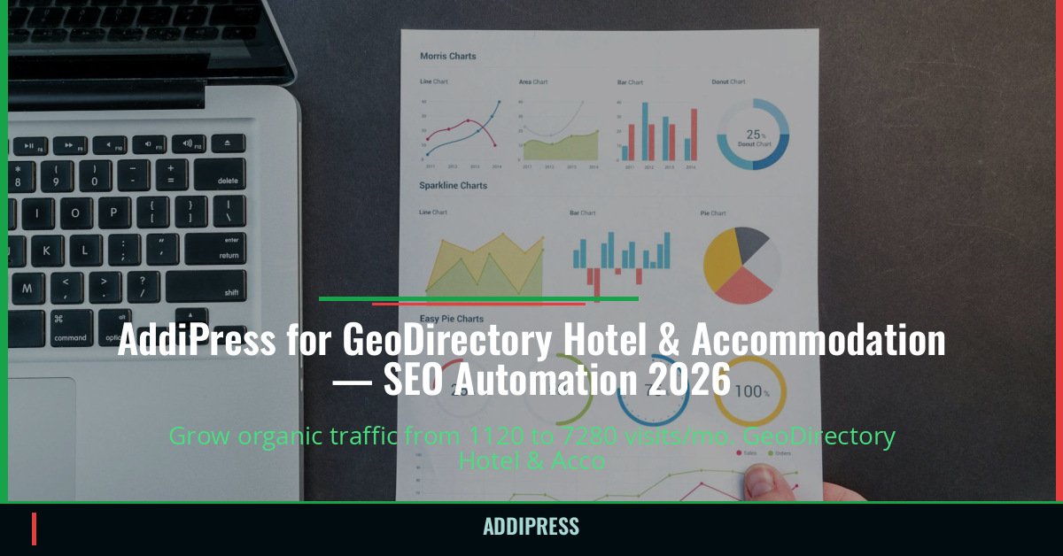 AddiPress for GeoDirectory Hotel & Accommodation — 1120→7280 organic visits/mo — addipress.com