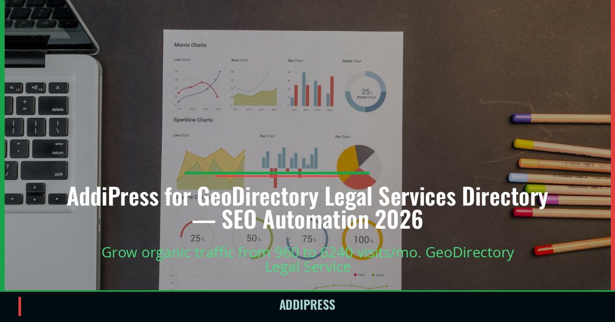 AddiPress for GeoDirectory Legal Services Directory — 960→6240 organic visits/mo — addipress.com