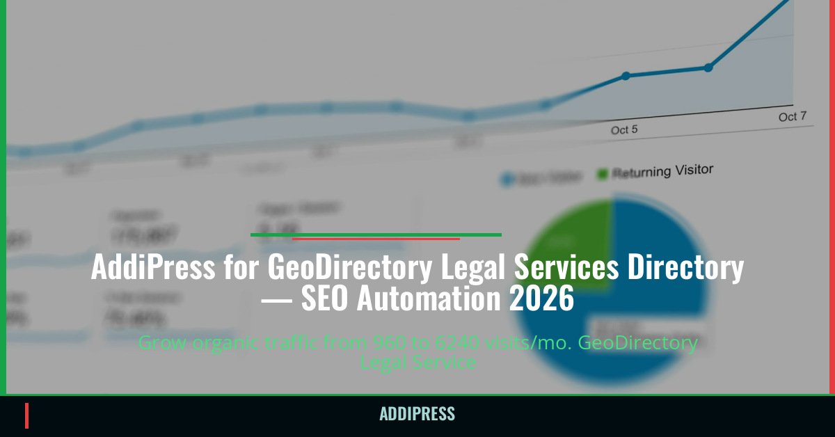 AddiPress for GeoDirectory Legal Services Directory — 960→6240 organic visits/mo — addipress.com