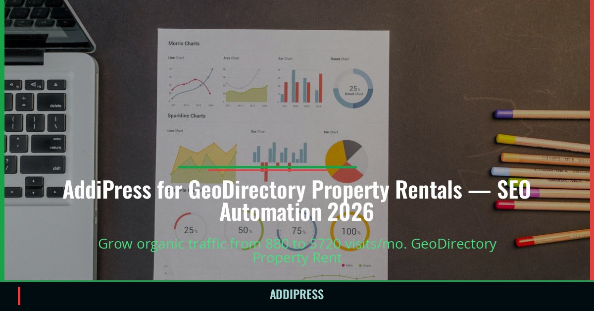 AddiPress for GeoDirectory Property Rentals — 880→5720 organic visits/mo — addipress.com