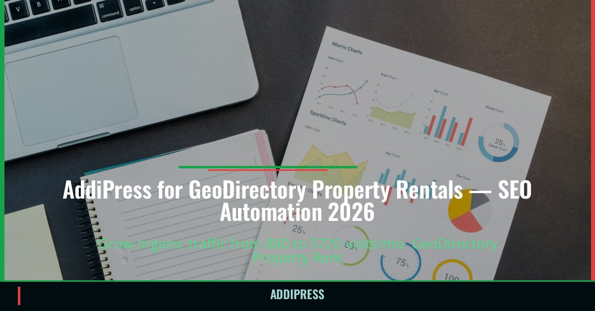 AddiPress for GeoDirectory Property Rentals — 880→5720 organic visits/mo — addipress.com