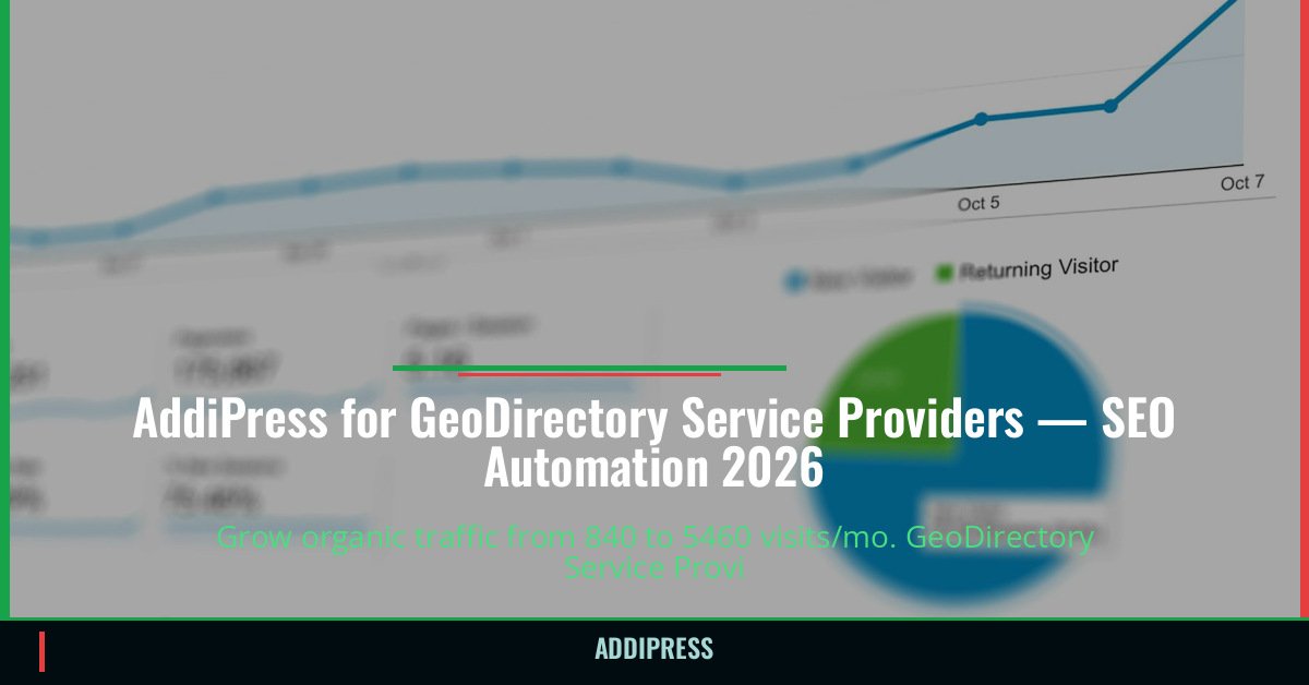 AddiPress for GeoDirectory Service Providers — 840→5460 organic visits/mo — addipress.com