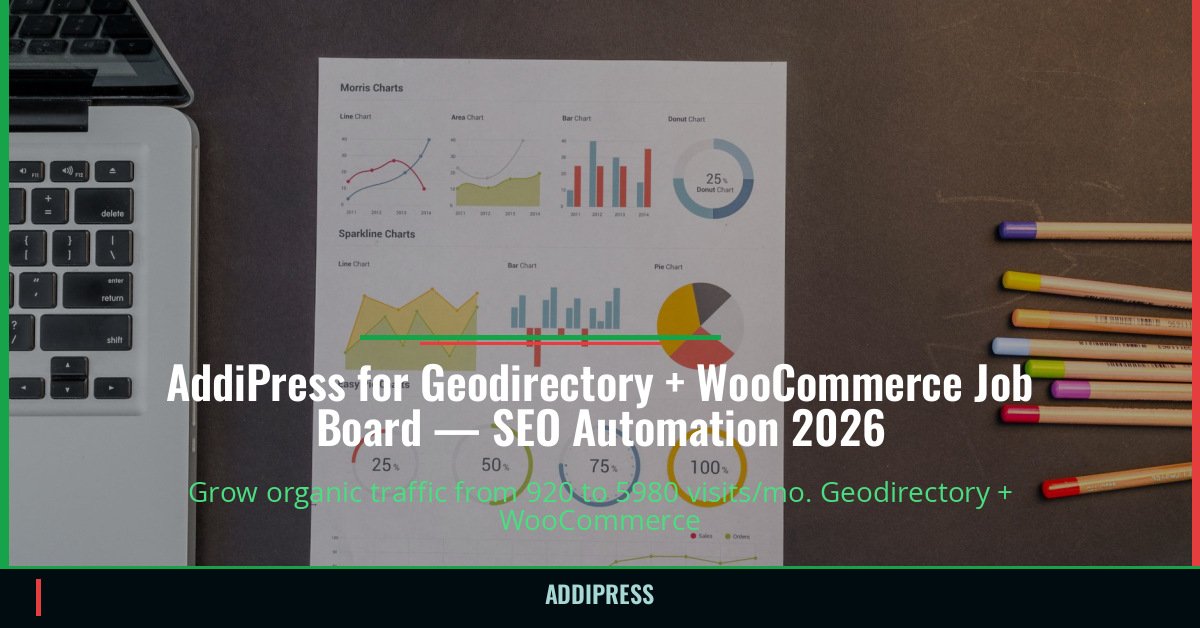 AddiPress for Geodirectory + WooCommerce Job Board — 920→5980 organic visits/mo — addipress.com