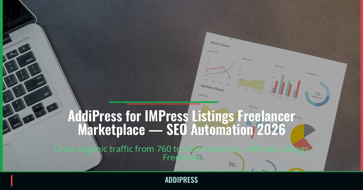 AddiPress for IMPress Listings Freelancer Marketplace — 760→4940 organic visits/mo — addipress.com