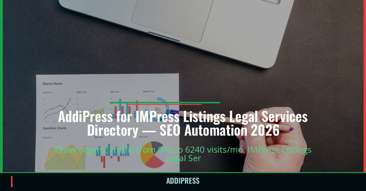 AddiPress for IMPress Listings Legal Services Directory — 960→6240 organic visits/mo — addipress.com
