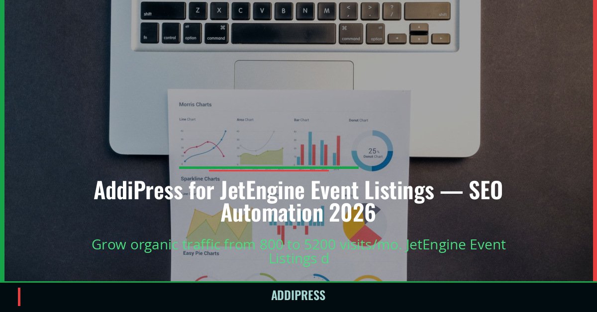 AddiPress for JetEngine Event Listings — 800→5200 organic visits/mo — addipress.com