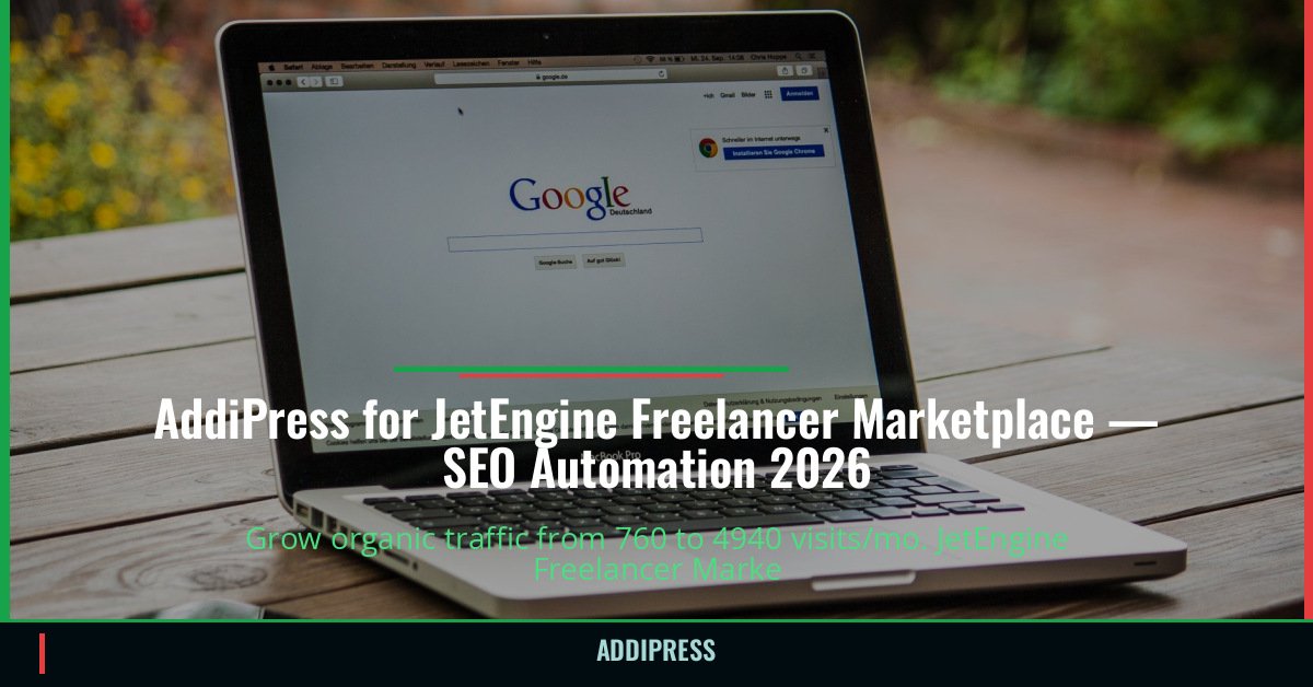 AddiPress for JetEngine Freelancer Marketplace — 760→4940 organic visits/mo — addipress.com