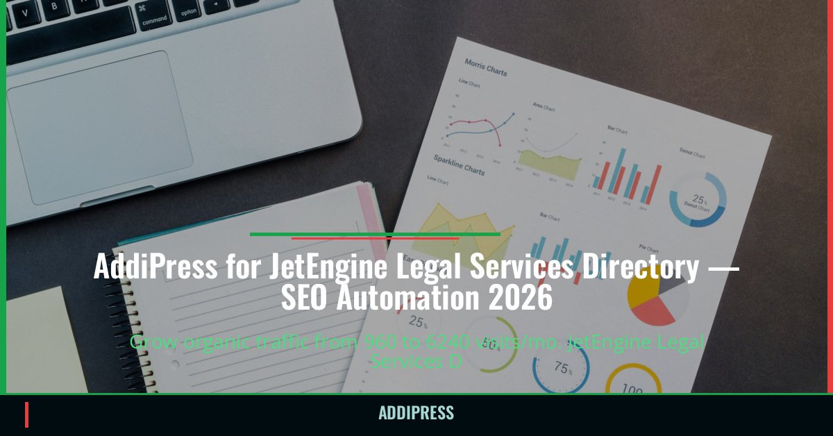 AddiPress for JetEngine Legal Services Directory — 960→6240 organic visits/mo — addipress.com