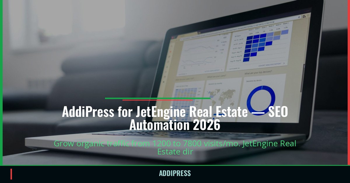 AddiPress for JetEngine Real Estate — 1200→7800 organic visits/mo — addipress.com