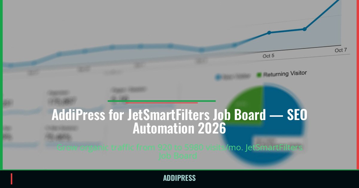 AddiPress for JetSmartFilters Job Board — 920→5980 organic visits/mo — addipress.com