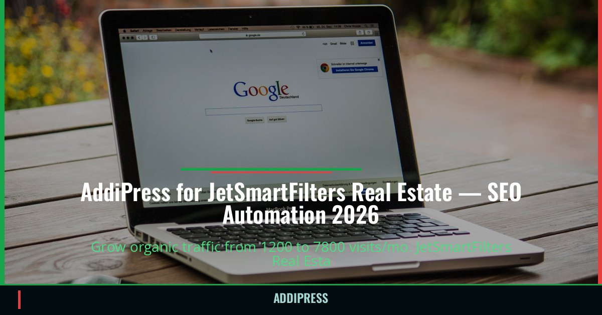 AddiPress for JetSmartFilters Real Estate — 1200→7800 organic visits/mo — addipress.com