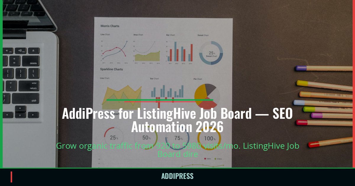 AddiPress for ListingHive Job Board — 920→5980 organic visits/mo — addipress.com