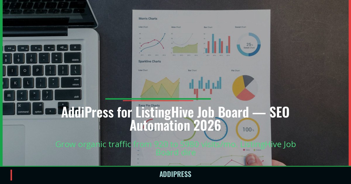 AddiPress for ListingHive Job Board — 920→5980 organic visits/mo — addipress.com