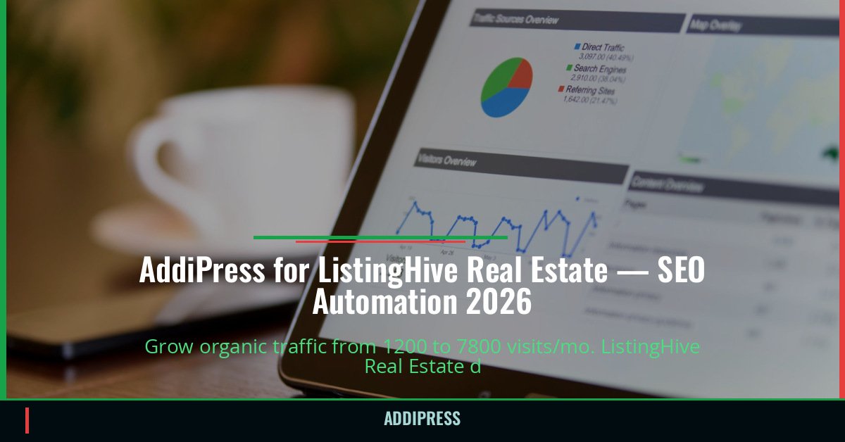 AddiPress for ListingHive Real Estate — 1200→7800 organic visits/mo — addipress.com