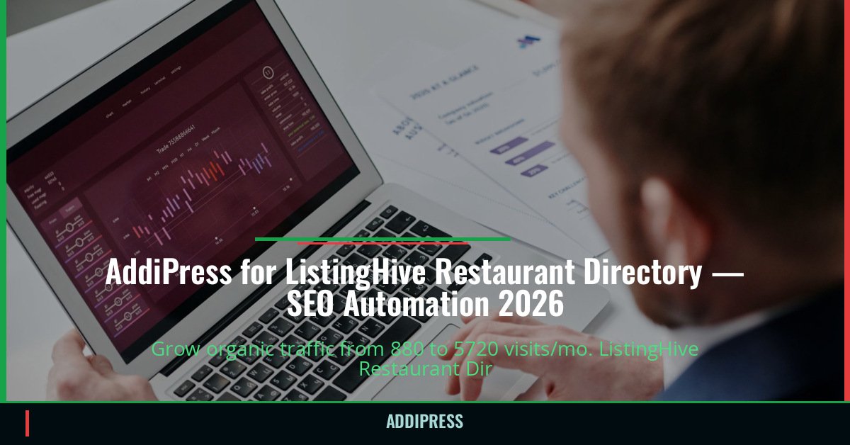 AddiPress for ListingHive Restaurant Directory — 880→5720 organic visits/mo — addipress.com