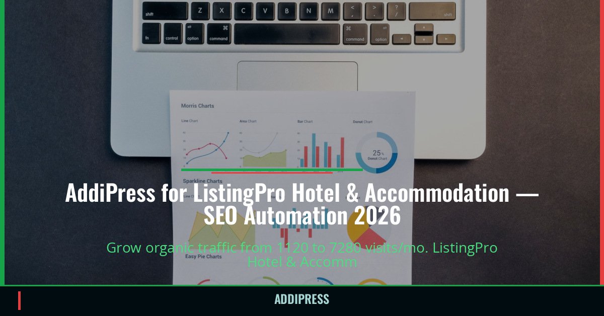 AddiPress for ListingPro Hotel & Accommodation — 1120→7280 organic visits/mo — addipress.com