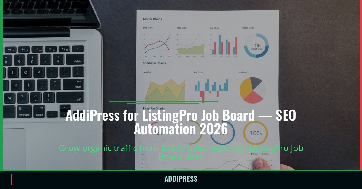 AddiPress for ListingPro Job Board — 920→5980 organic visits/mo — addipress.com