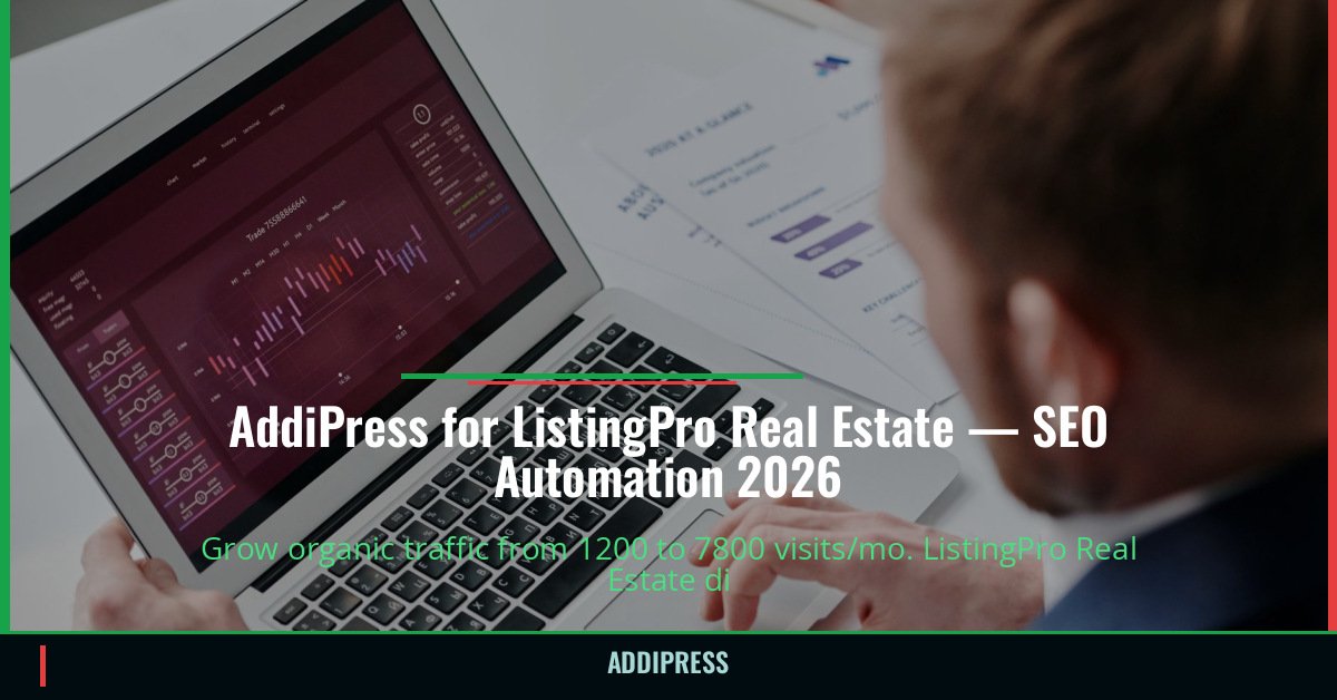 AddiPress for ListingPro Real Estate — 1200→7800 organic visits/mo — addipress.com
