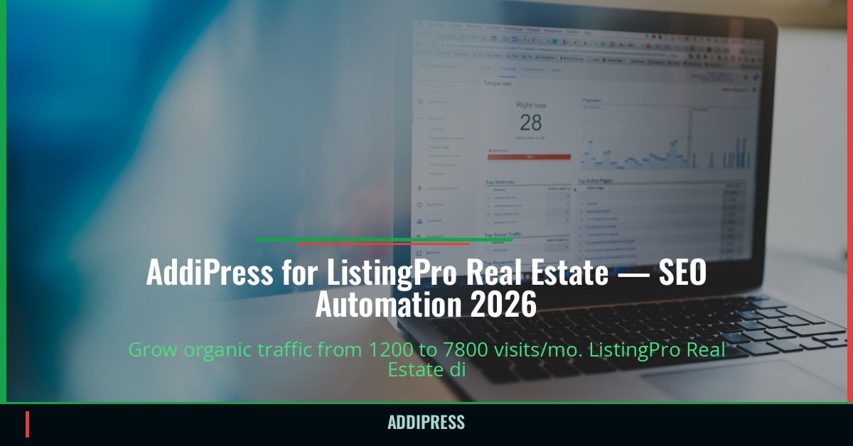 AddiPress for ListingPro Real Estate — 1200→7800 organic visits/mo — addipress.com
